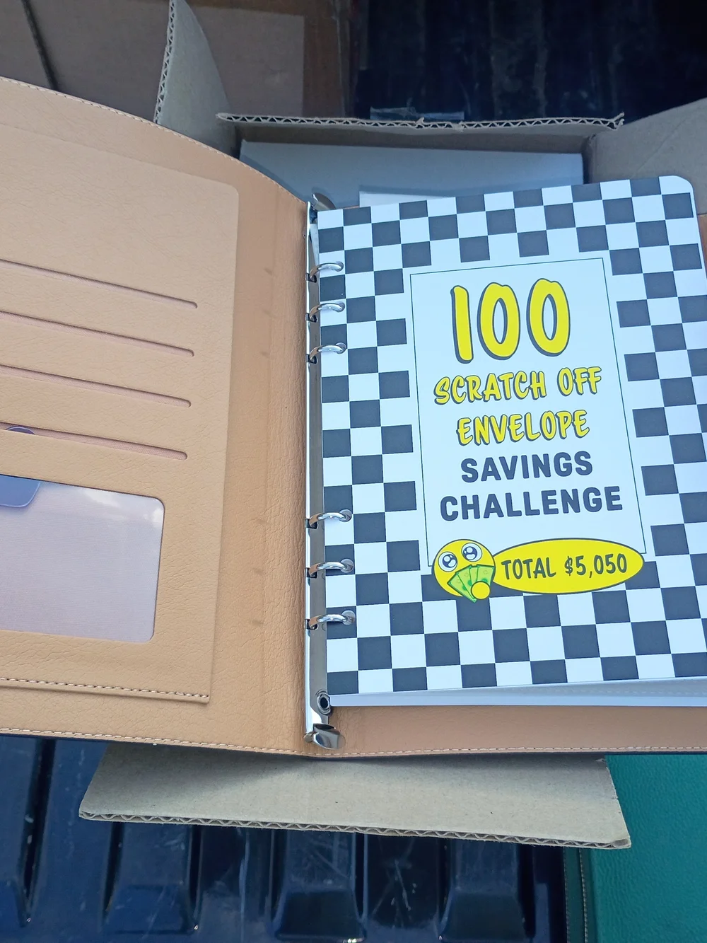 100 Scratch Off Envelope Savings Challenge Binder - Black & Yellow